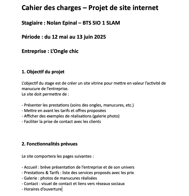 Cahier des charges