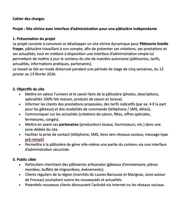 Cahier des charges
